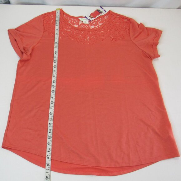 C Wonder Limited Women's Amara Burnout Tee Blouse Top Size XXL Hot Coral - Picture 6 of 8